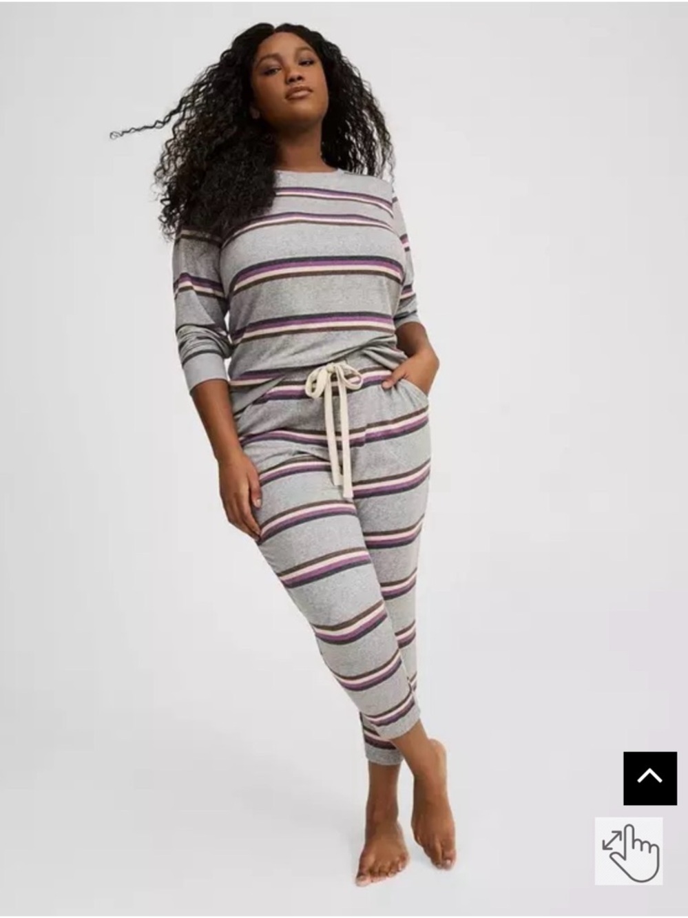 torrid Gray Striped French Terry Pullover Lounge Set